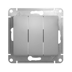 GLOSSA Выключатель трехклавишный в рамку алюминий схема 3