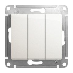 GLOSSA Выключатель трехклавишный схема 3 перламутр в рамку