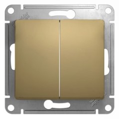 GLOSSA Выключатель двухклавишный в рамку титан сх.5