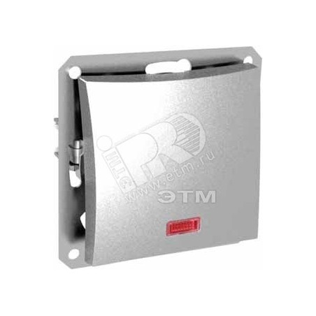 ДУЭТ Переключатель одноклавишный с подсветкой в рамку серебро