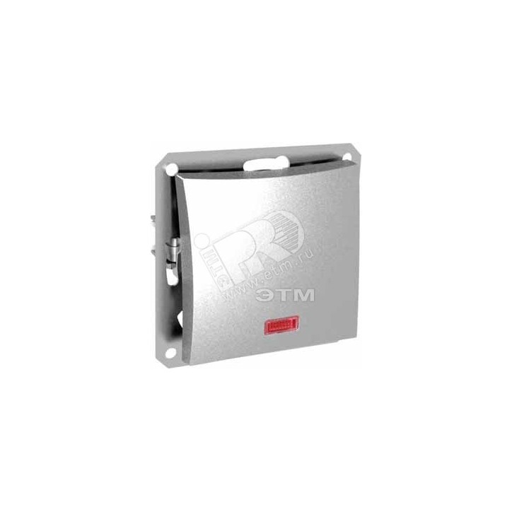 ДУЭТ Переключатель одноклавишный с подсветкой в рамку серебро