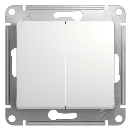 GLOSSA Переключатель двухклавишный в рамку белый схема 6
