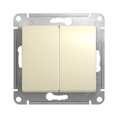 GLOSSA Переключатель двухклавишный в рамку бежевый сх.6