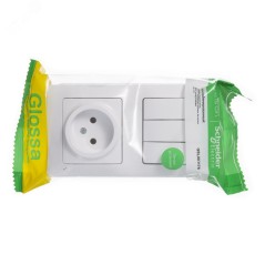 Блок: розетка + выключатель трехклавишный белый