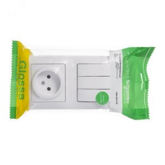 Блок: розетка + выключатель трехклавишный белый