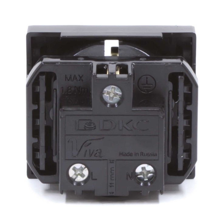 Розетка силовая 2Р+Е со шторками Viva 2 модуля черный Розетка силовая 2Р+Е со шторками Viva 2 модуля черный