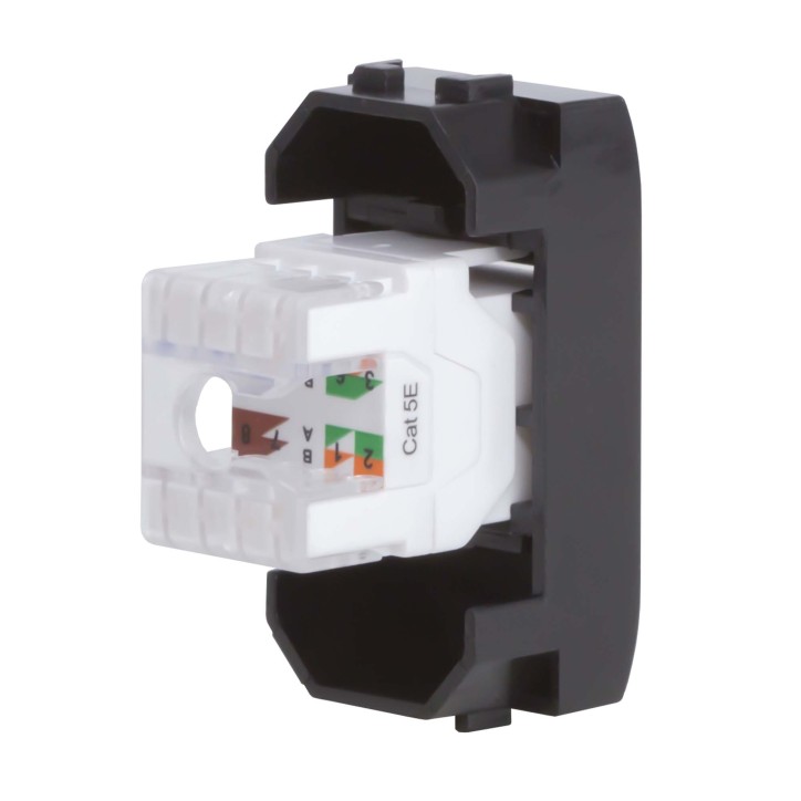 Комп.роз. RJ45 кат.5e, Brava, черн., 1мод