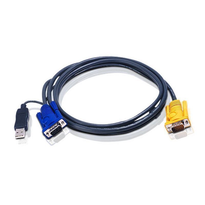 Шнур, мон., клав.+мышь USB, SPHD15-»HD DB15+USB A-Тип, Male-2xMale, 8+4 проводов, опрессованный, 3 метр., черный/ Intelligent ca