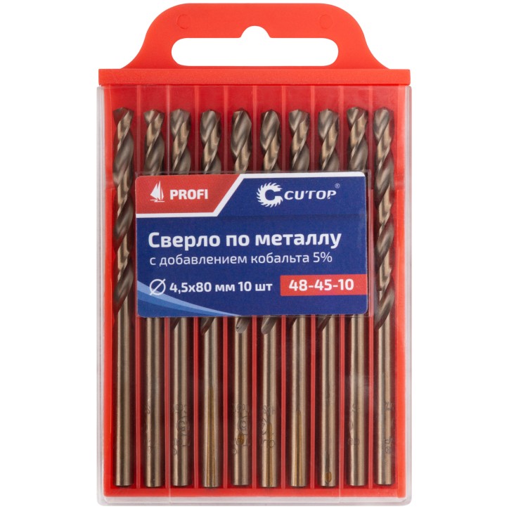 Сверло по металлу Cutop Profi с кобальтом 5%, 4.5X80мм (10 шт) Сверло по металлу Cutop Profi с кобальтом 5%, 4.5X80мм (10 шт)
