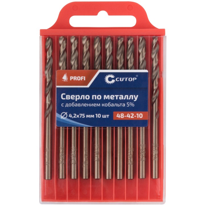 Сверло по металлу Cutop Profi с кобальтом 5%, 4.2X75 мм (10 шт)