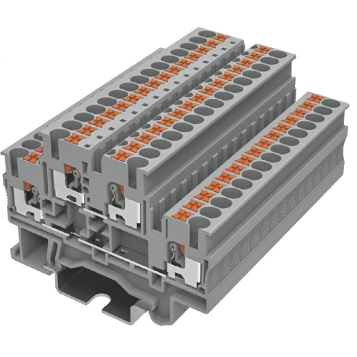 Клемма TP 2-уровневая, сечение 4 мм. кв., серая