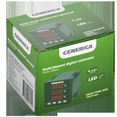 Вольтметр цифровой щитовой трехфазный DO RS-485 72х72мм LED GENERICA