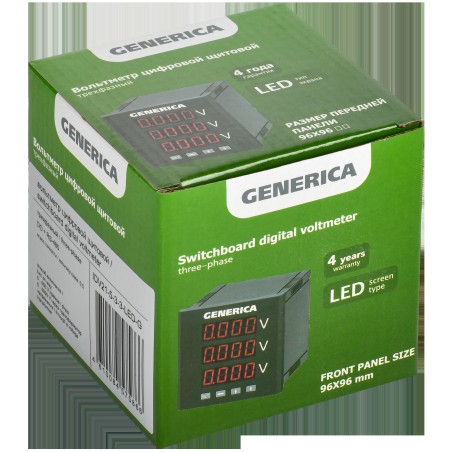 Вольтметр цифровой щитовой трехфазный DO RS-485 96х96мм LED GENERICA