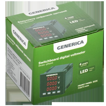 Вольтметр цифровой щитовой трехфазный 72х72мм LED GENERICA