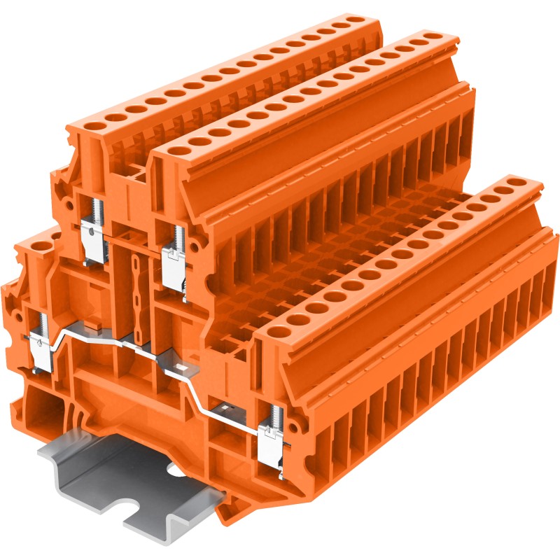 Клемма TU 2-уровневая винтовая, сечение 2,5 мм. кв., оранжевая