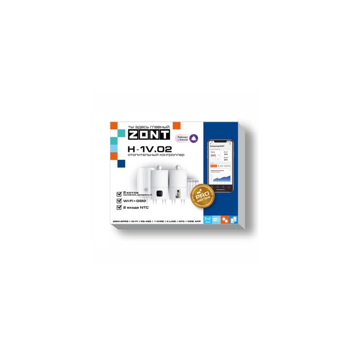 Контроллер ZONT H-1V.02 отопительный GSM / Wi-Fi на стену и DIN-рейку