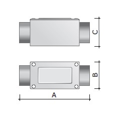 Коробка протяжная алюминиевая, 2 ввода 180?, М40х1,5 ,IP55, 171х62х71мм