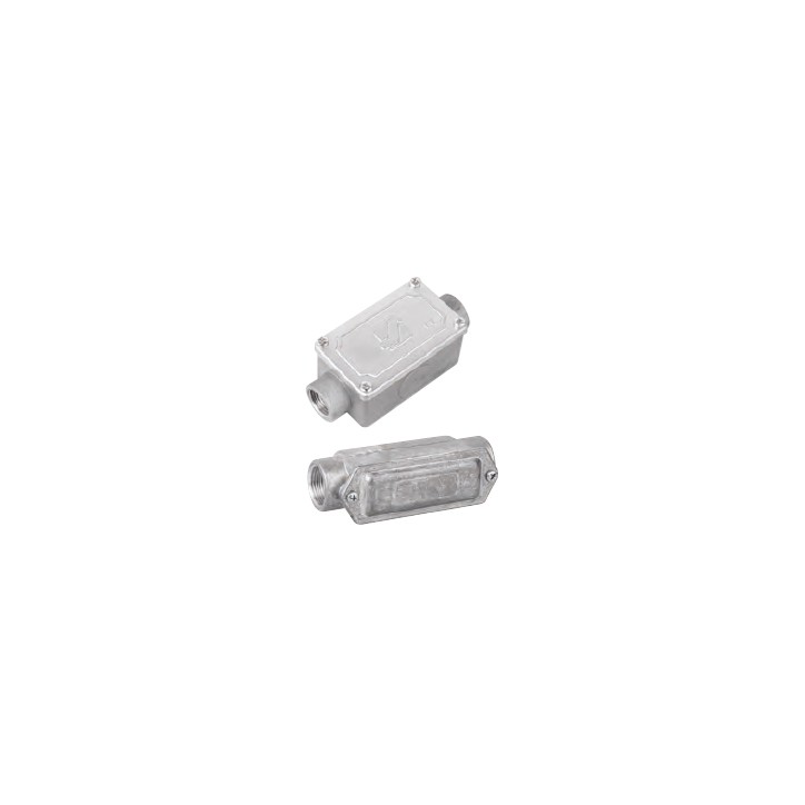 Коробка протяжная алюминиевая 2 ввода 180 градусов М32х1.5 IP55 146х45х57мм Коробка протяжная алюминиевая 2 ввода 180 градусов М32х1.5 IP55 146х45х57мм