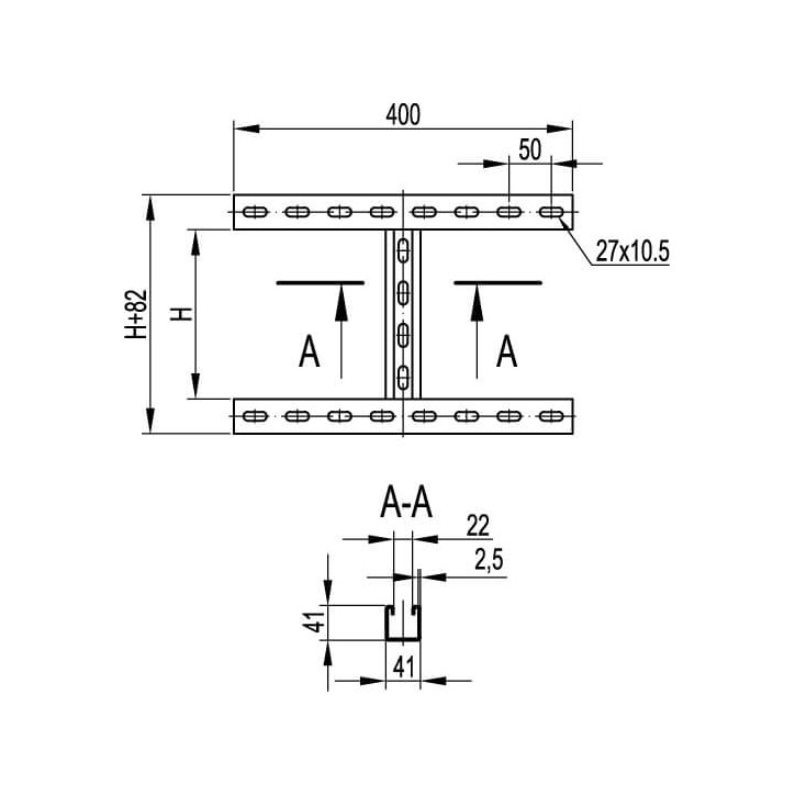 Профиль прямолинейный, L1750, толщина2,5 мм, на 14 рожков