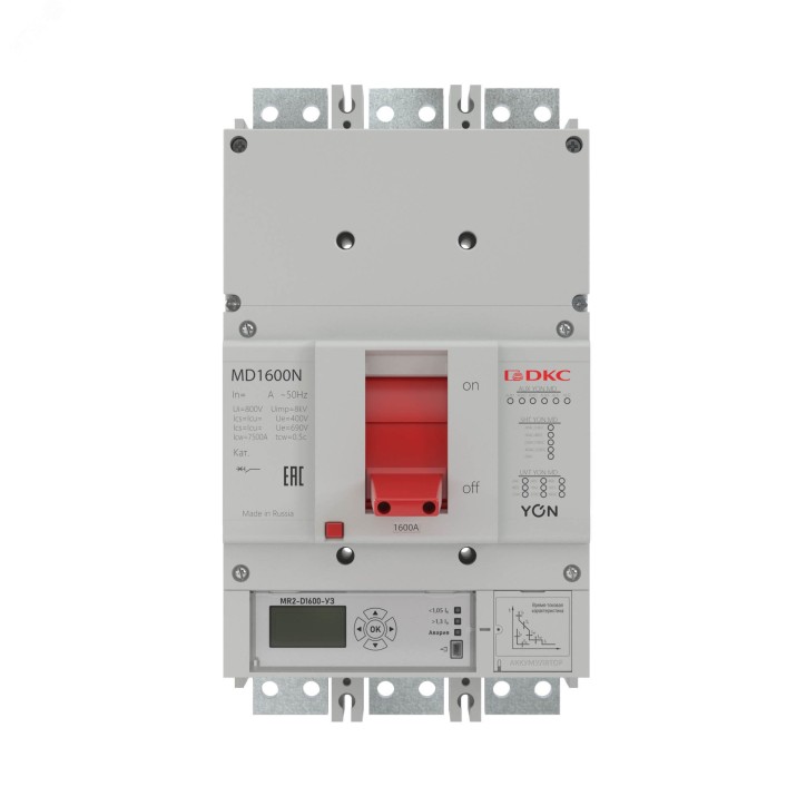 Выключатель автоматический в литом корпусе YON MD1000N-MR2 3P 1000А 50kA Ir 0.4...1xIn Isd 1.5...10xIn