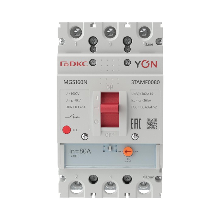 Выключатель автоматический YON MGS160 3P 64-80A 36kA