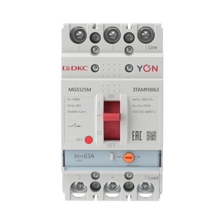 Выключатель автоматический YON MGS125 3P 50,4-63A 25kA