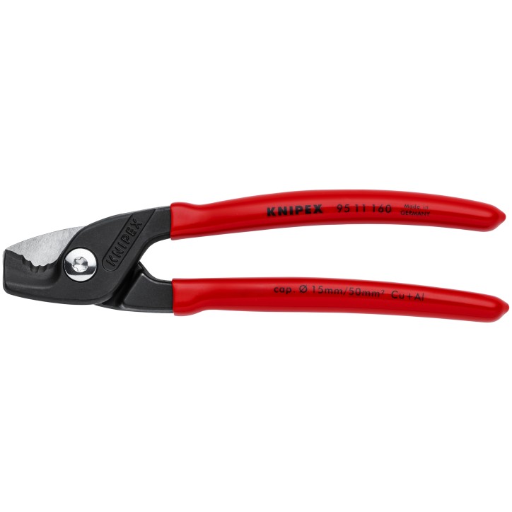 KNIPEX StepCut кабелерез, ступенчатый рез, рез кабель d 15 мм (50 мм2, AWG 1/0), L-160 мм, чёрный, обливные рукоятки, KN-9511160