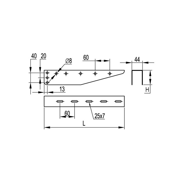 Крепление к стене 400 мм для вертикального монтажа