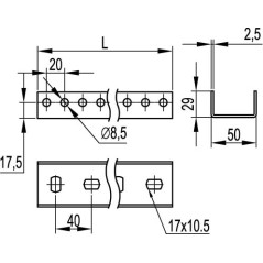 NIAV 80x40 Угол внутренний изменяемый (70-120°)