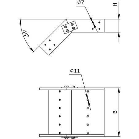 Переходник RRS левосторонний 300/100 H100 в комплекте с крепежными элементами и соединительными пластинами