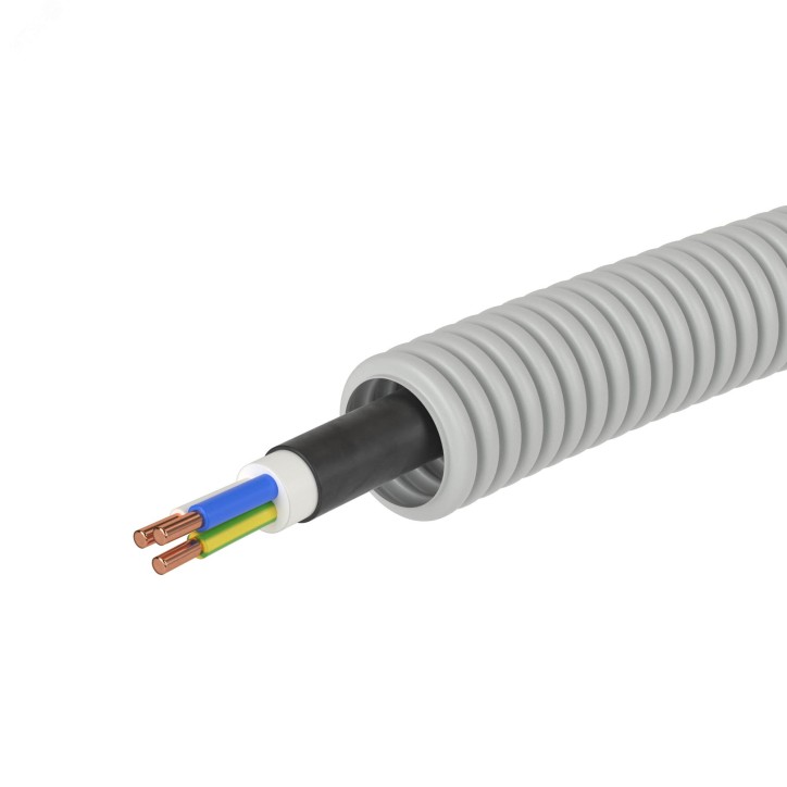 Труба гофрированная ПВХ д.16мм с кабелем РЭК ГОСТ+ ВВГнгLS 3х1.5(100м)