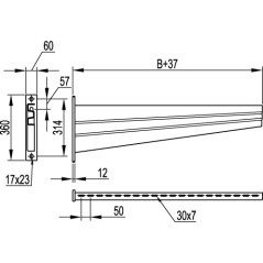 Лоток листовой 50х10 L-2000мм цинк-ламельный