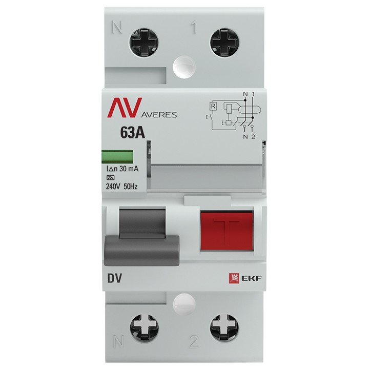 Устройство защитного отключения DV 2P 63А/30мА (A) AVERES