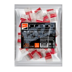 Клеммы монтажные PTC-4P 2273-244 450V 32A 0,14-4.0mm2 , 4 отверстия, прозрачные, с пастой, /50 шт.