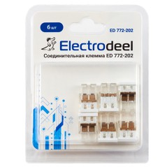 Клемма соединительная 2-контактная Elеctrodeel ED 772-202-b6, сечение 0,5-2,5 мм2, 24А/450В (упаковк