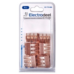 Клемма соединительная 6-контактная Elеctrodeel ED 773-606-b6, сечение 1,5-4,0 мм2, 32А/400В (упаковк