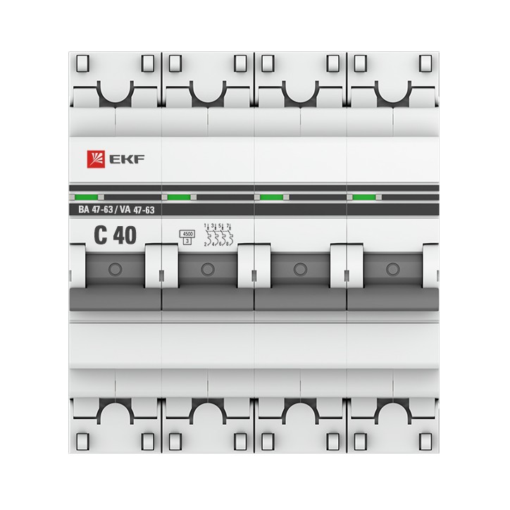 Автоматический выключатель ВА 47-63, 4P 40А (C) 4,5kA EKF PROxima