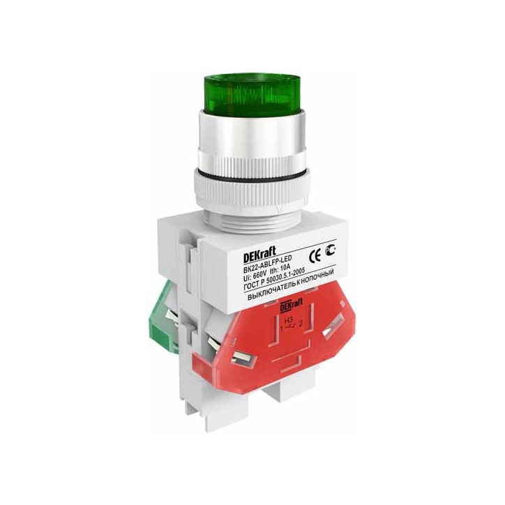 Кнопка зеленая ABLFP 22мм LED 220В ВK-22 Кнопка зеленая ABLFP 22мм LED 220В ВK-22