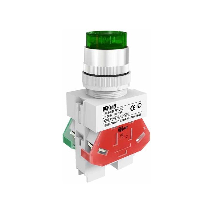 Кнопка зеленая ABLFP 22мм LED 220В ВK-22 Кнопка зеленая ABLFP 22мм LED 220В ВK-22