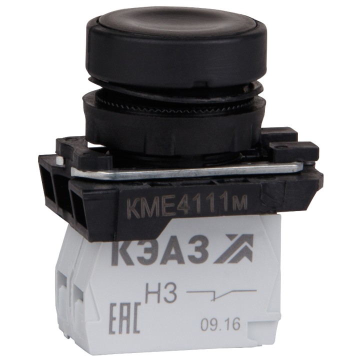 Кнопка КМЕ4122м-черный-2но+2нз-цилиндр-IP40