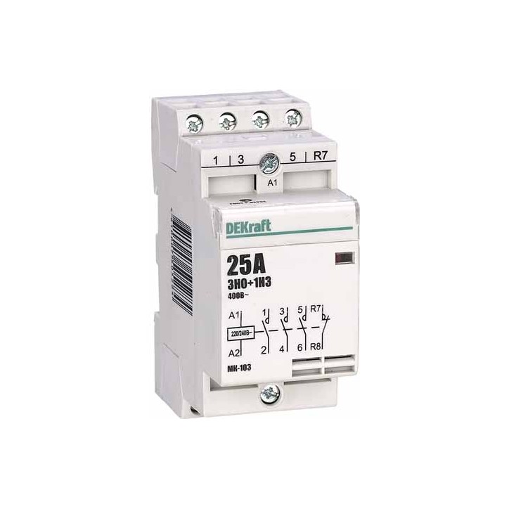 Контактор модульный 3НО+1НЗ 25А 230В МК-103 Контактор модульный 3НО+1НЗ 25А 230В МК-103