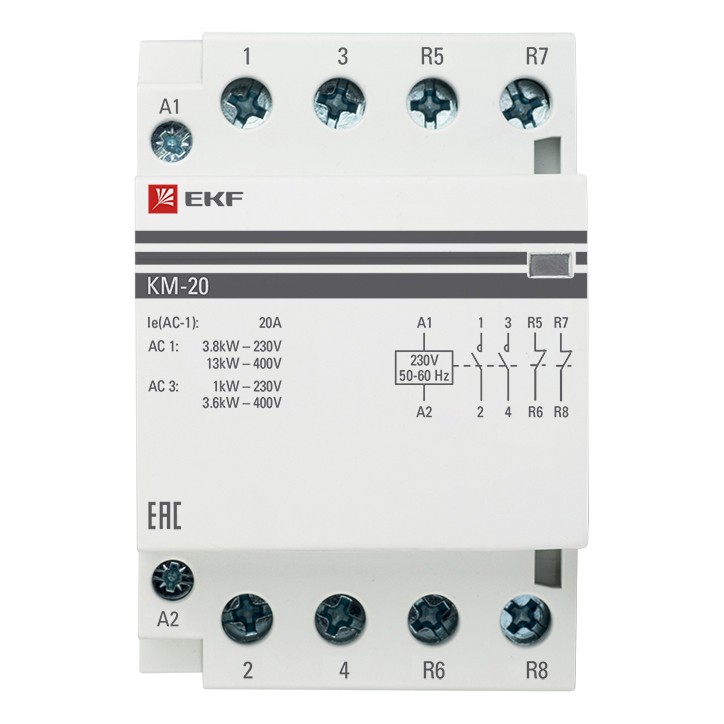 Контактор модульный КМ 20А 2NО+2NC (3 мод.) PROxima