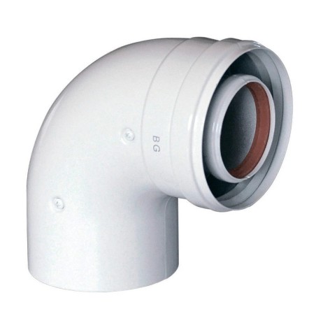 Отвод 90град. промежуточный коаксиальный d 60-100 мм без муфты