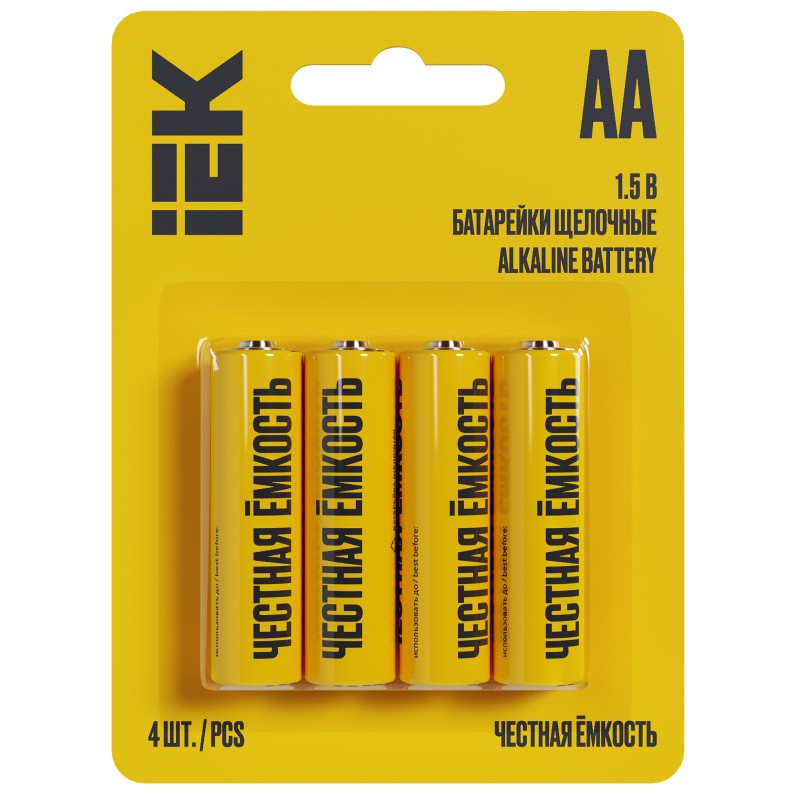 Батарейка щелочная Alkaline LR06/AA (4шт/блистер) IEK