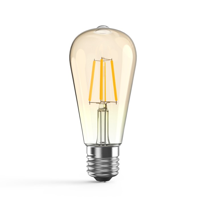 Лампа светодиодная филаментная LED 6 Вт 550 лм 2400К ST64 теплый E27 AC 220В золотистая колба Black Лампа светодиодная филаментная LED 6 Вт 550 лм 2400К ST64 теплый E27 AC 220В золотистая колба Black