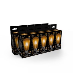 Лампа светодиодная филаментная LED 6 Вт 550 лм 2400К ST64 теплый E27 AC 220В золотистая колба Black