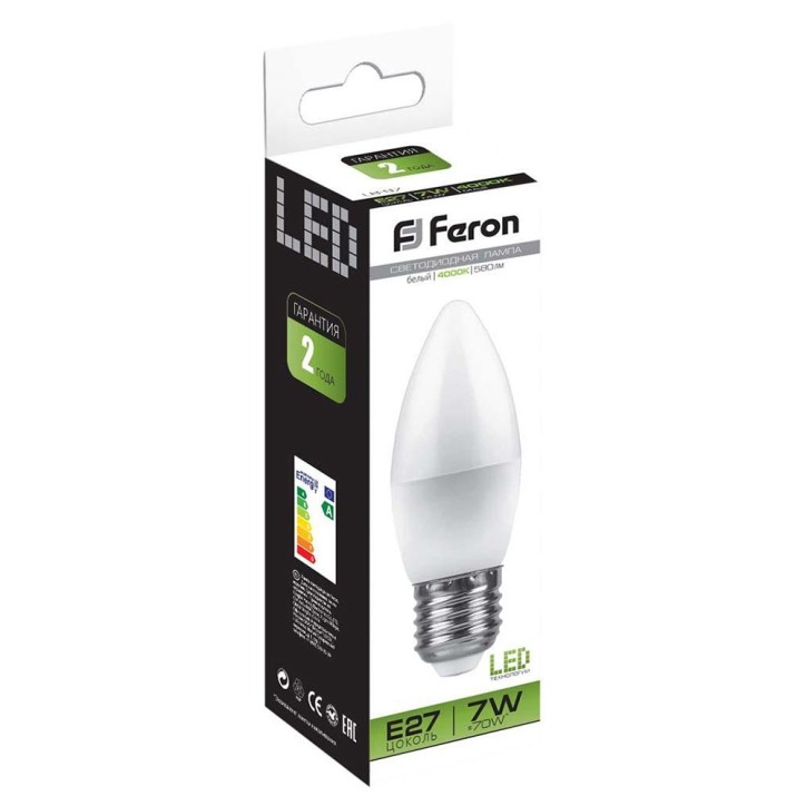 Лампа светодиодная LED 7вт Е27 белый матовая свеча Лампа светодиодная LED 7вт Е27 белый матовая свеча