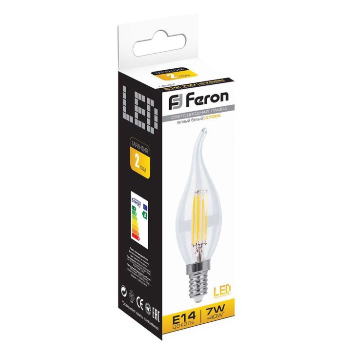 Лампа светодиодная LED 7вт Е14 теплый свеча на ветру FILAMENT Лампа светодиодная LED 7вт Е14 теплый свеча на ветру FILAMENT