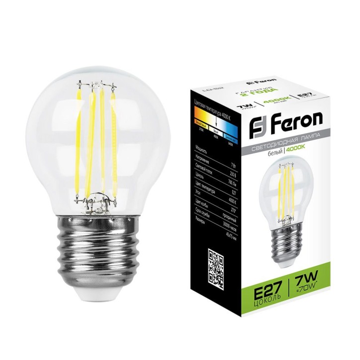 Лампа светодиодная LED 7вт Е27 белый шар FILAMENT Лампа светодиодная LED 7вт Е27 белый шар FILAMENT