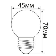 Лампа светодиодная, (1W) 230V E27 2700K G45, LB-37